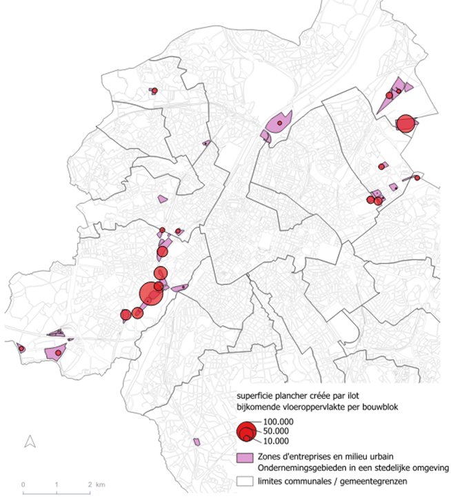 Carte superficie plancher créée par îlot